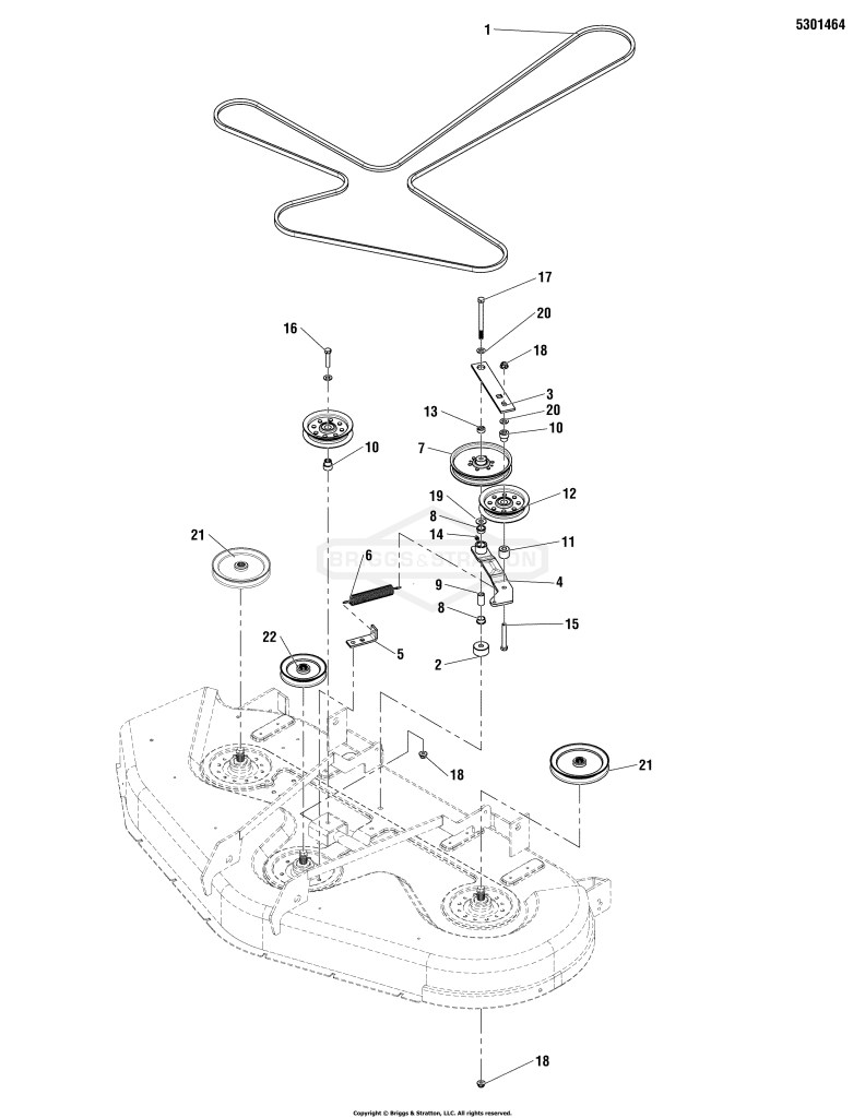54 Mower Deck - Pulleys, Belt & Idler Arm