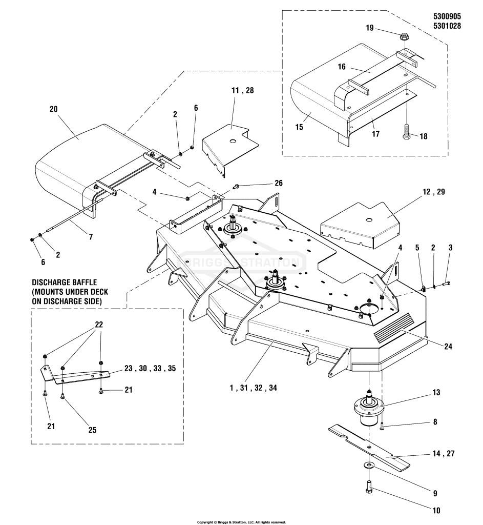 48 & 52 Mower Deck - Housing, Covers, Spindles & Blades