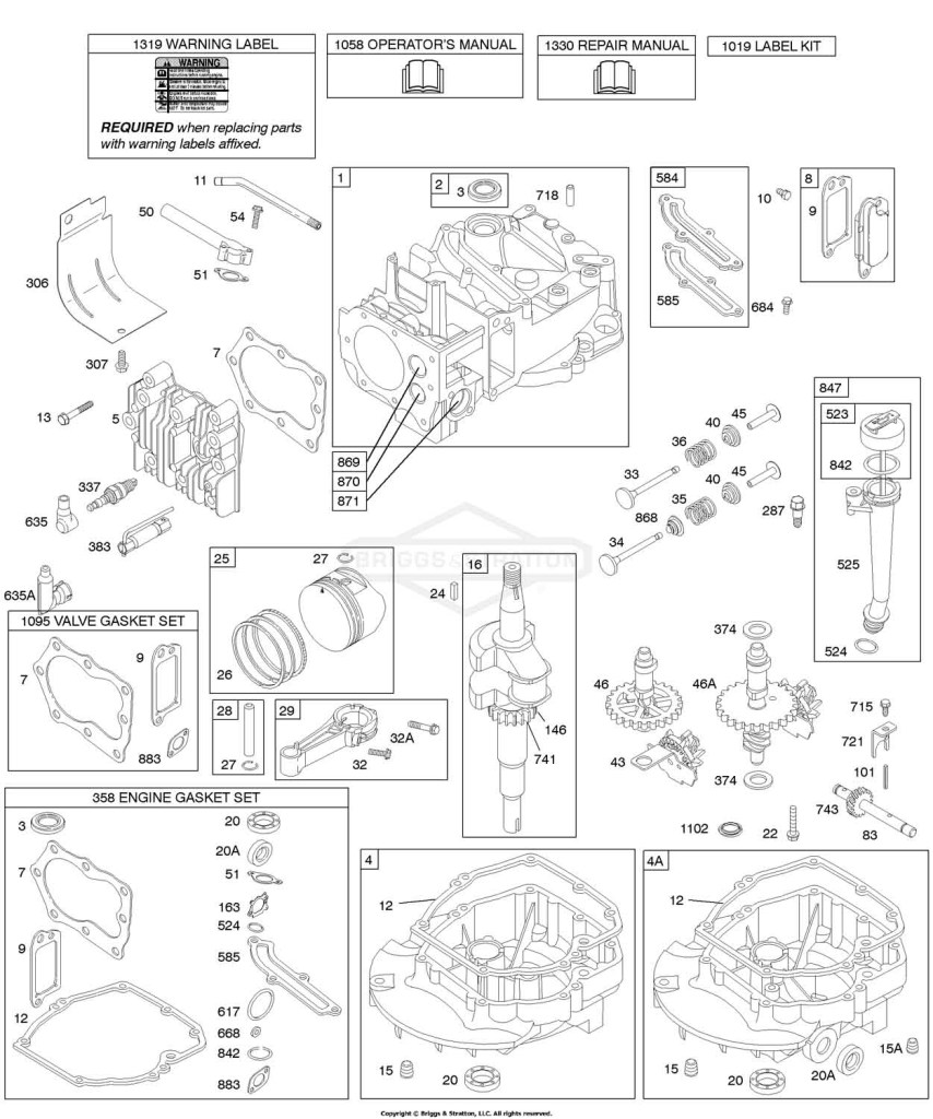 Cams, Crankshaft, Cylinder, Engine Sump, Kit/Gaskets, Lubrication, Piston Group, Valves