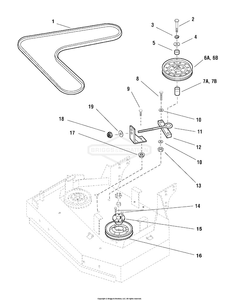 36 Mower Deck - Pulleys, Belt & Idler Arn