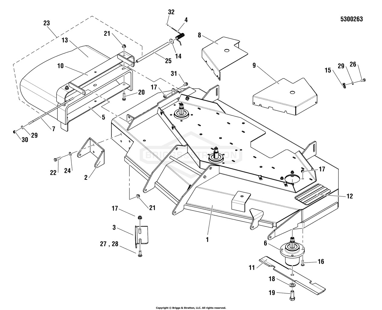 52 Mower Deck - Housing, Covers, Spindles & Blades