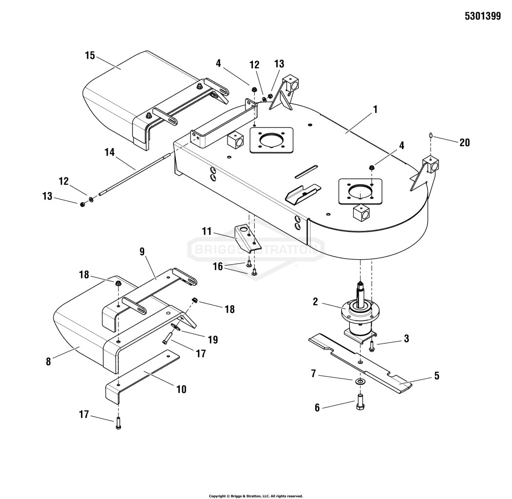 36 Mower Deck - Housing, Spindles & Blades - Timed Side Discharge