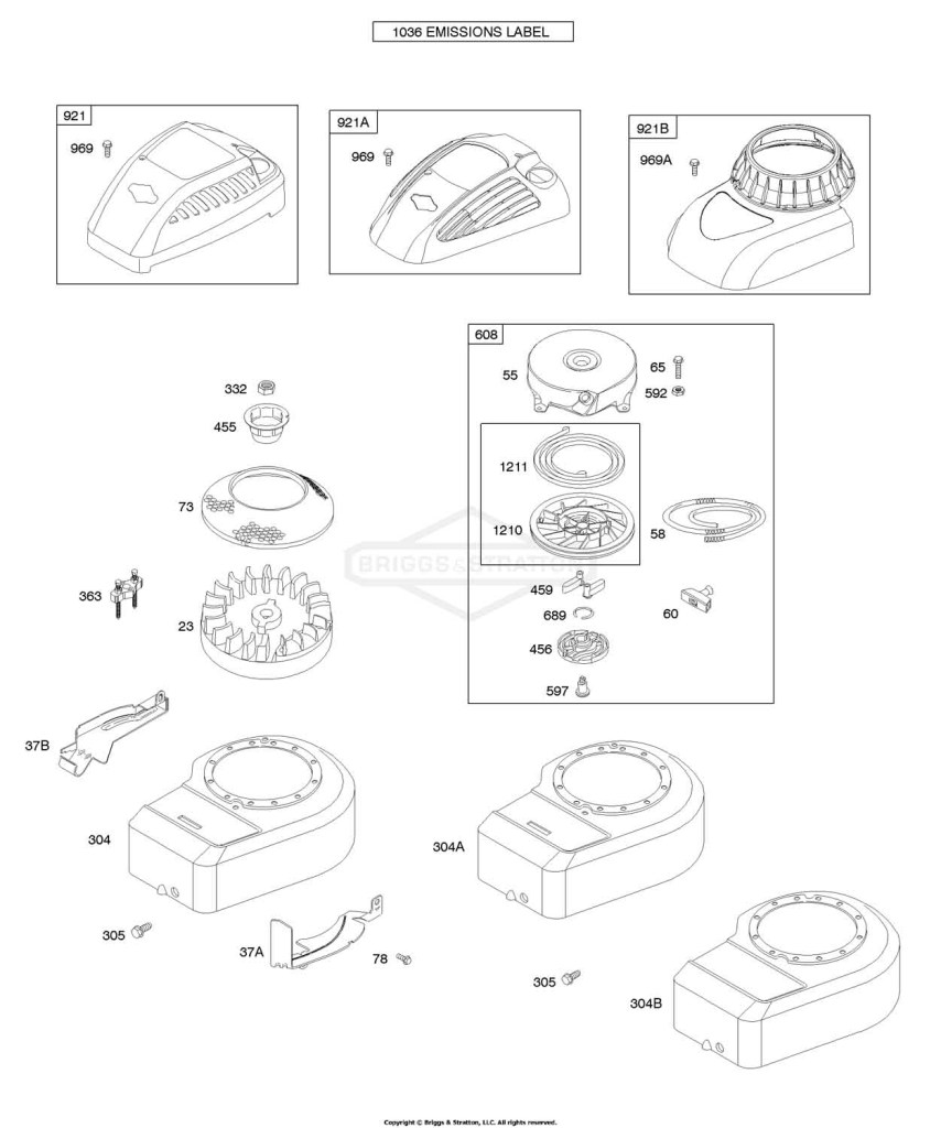 Blower Housing/Shrouds, Flywheel, Rewind Starter