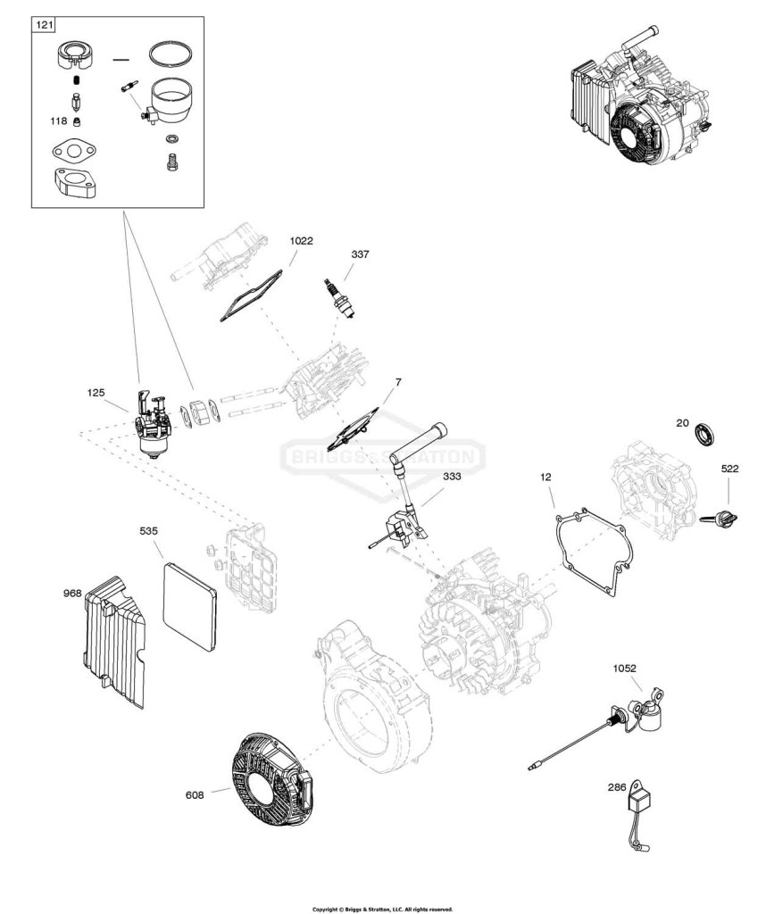 Air Cleaner, Carburetor, Gaskets, Ignition, Lubrication, Operator's Manual, Rewind Starter, Spark Plug
