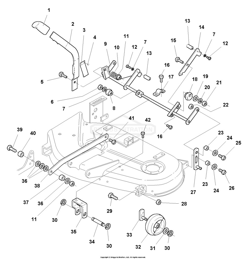 38 Mower Deck - Height Adjustment & Roller Bar