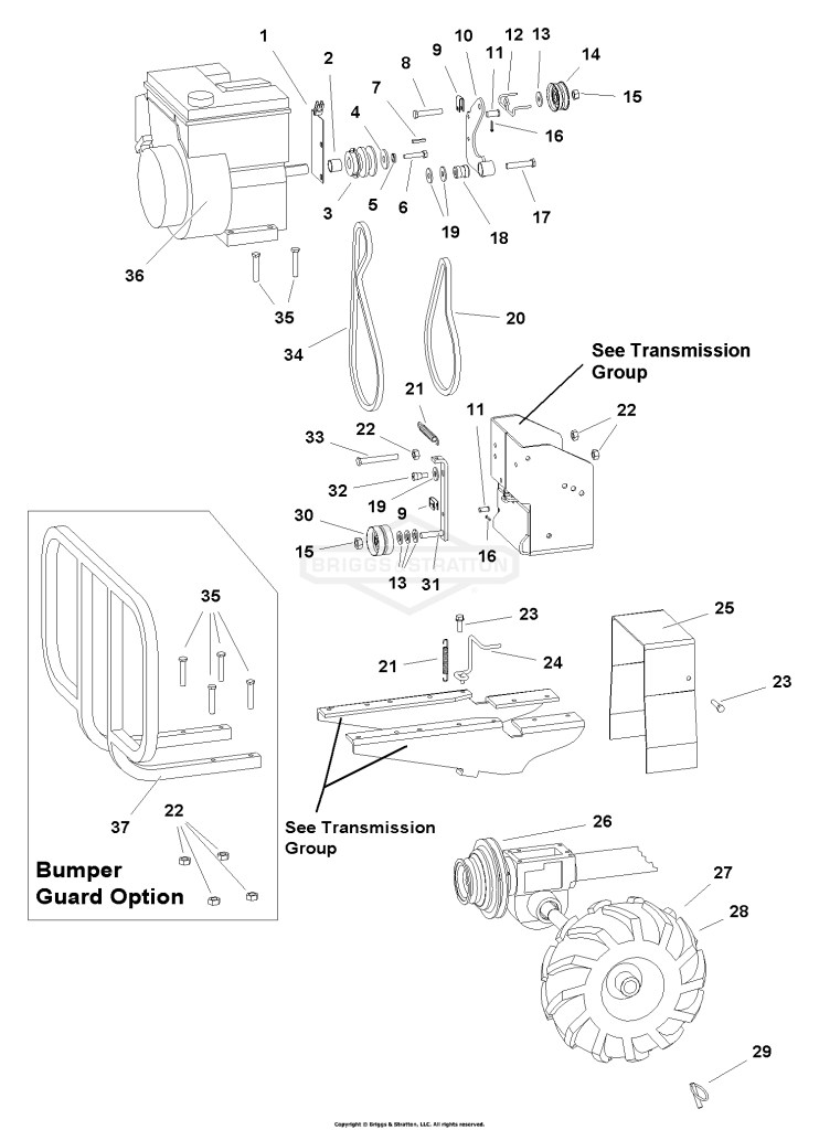 Engine Mount, Belts & Wheels Group