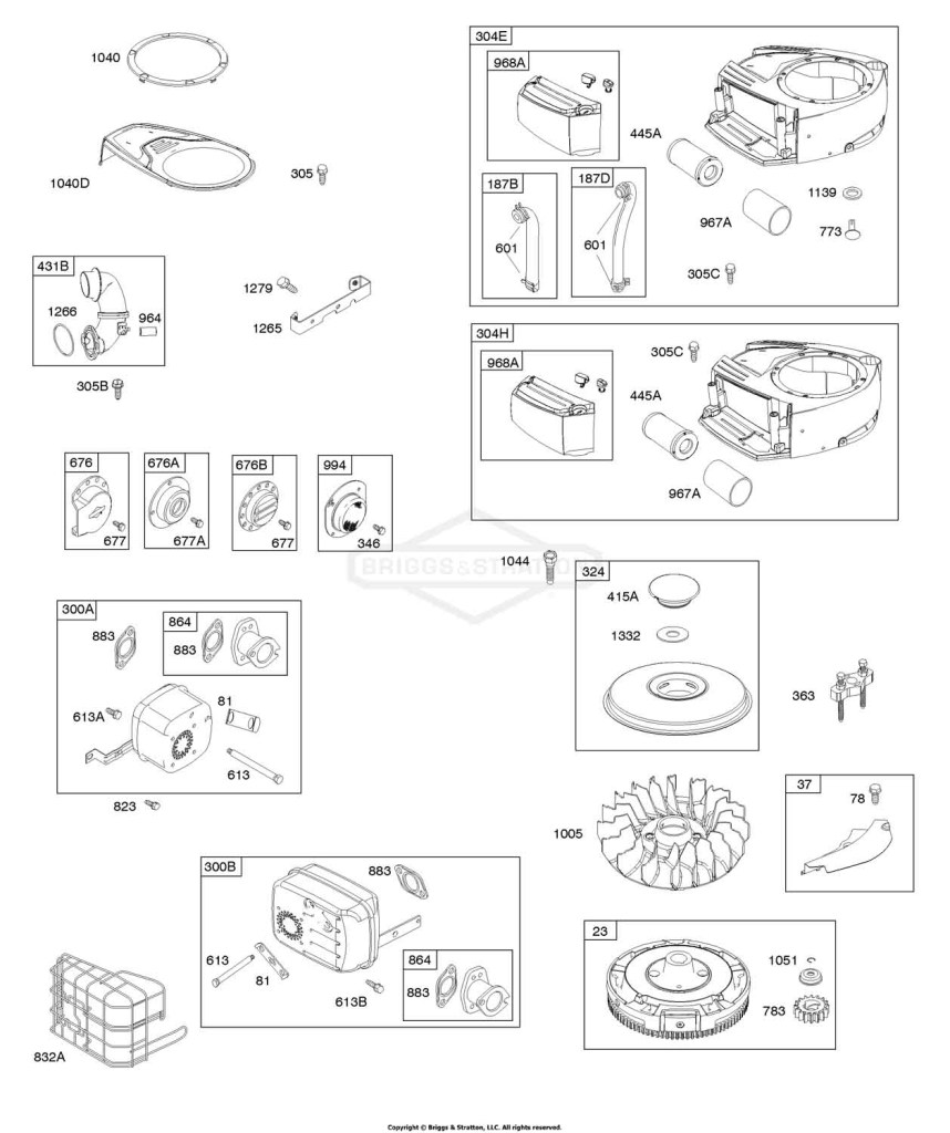 Air Cleaner, Blower Housing, Exhuast, Flywheel