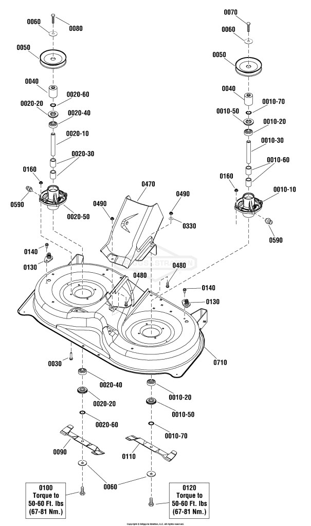 96cm Mower Deck - Housing, Arbors & Blade