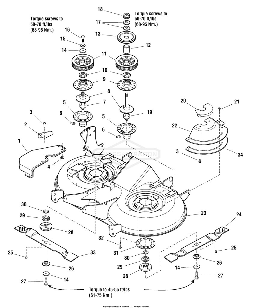 40 Mower Deck - Housing, Arbors & Blade