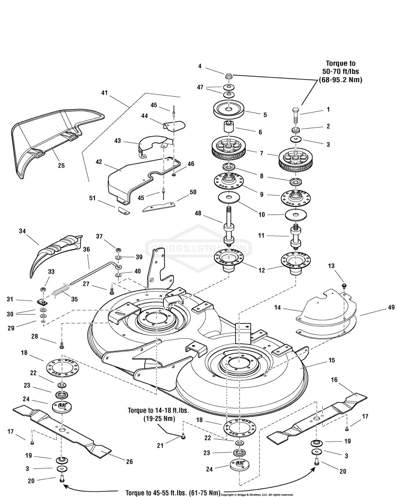 40 Mower Deck - Housing, Arbors & Blades