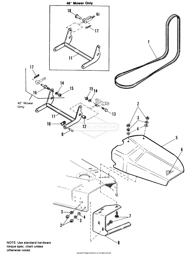 42 & 48 Rotary Mower - Deflector, Stone Guard & Rocker Arm Group
