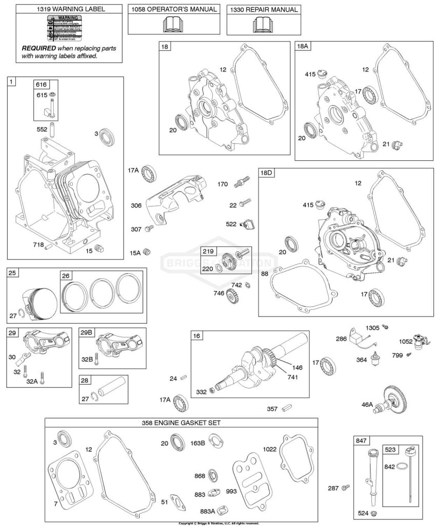 Camshaft, Crankcase Cover, Crankshaft, Cylinder, Lubrication, Piston Group