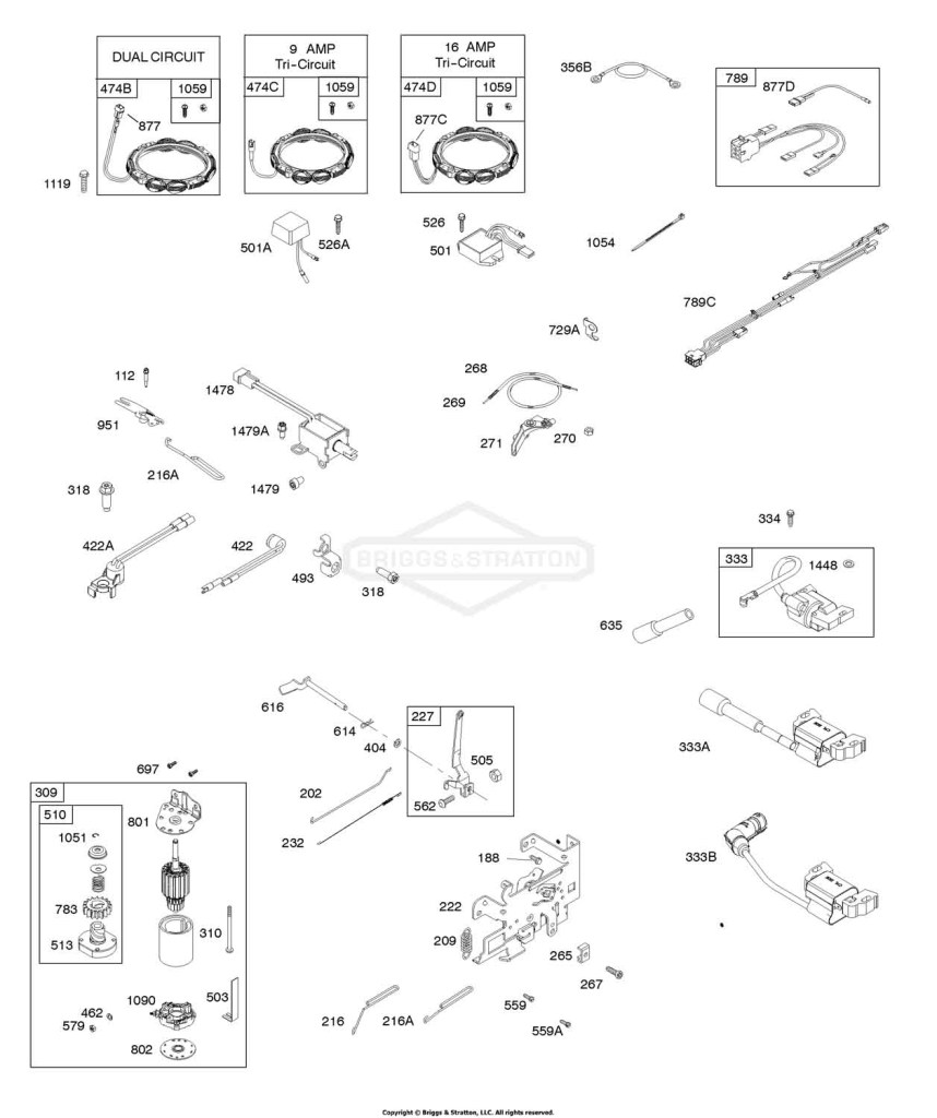 Alternator, Controls, Electric Starter, Governor Spring, Ignition, Ready Start System