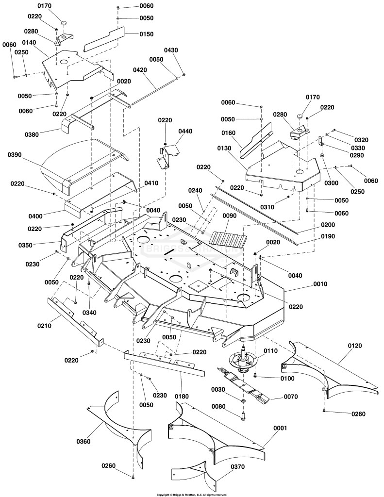 61 Mower Deck - Housing, Covers, Spindles & Blades