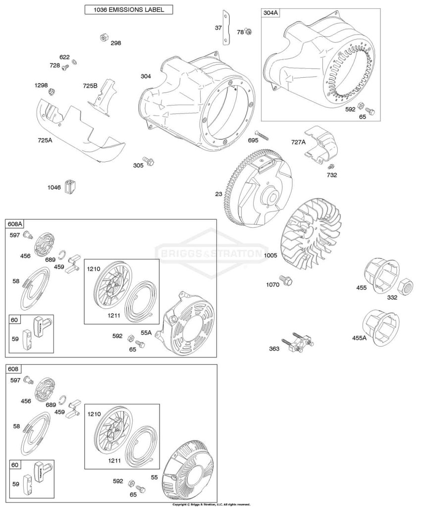 Blower Housing/Shrouds, Flywheel, Rewind Starter