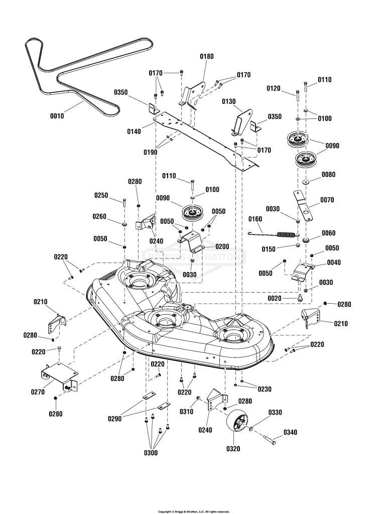 52 Mower Deck - Clutch & Support Group, Frame Hung