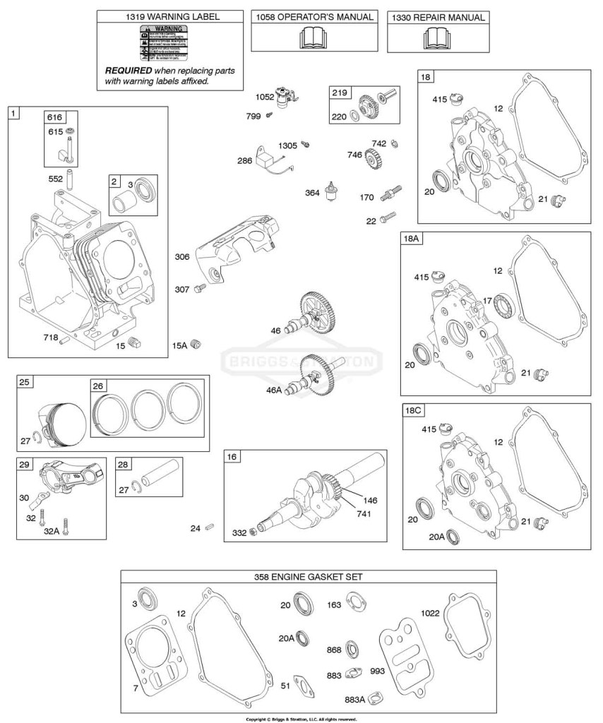 Camshaft, Crankcase Cover, Crankshaft, Cylinder, Lubrication, Piston Group