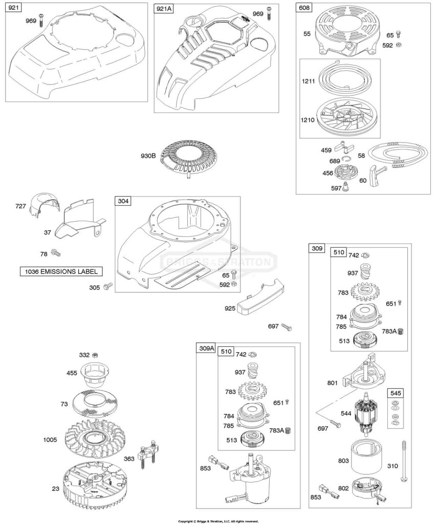 Blower Housing/Shrouds, Elecrtic Starter, Flywheel, Rewind Starter