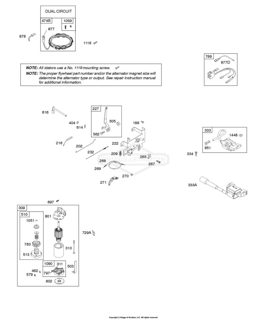 Alternator, Controls, Electric Starter, Governor Spring, Ignition
