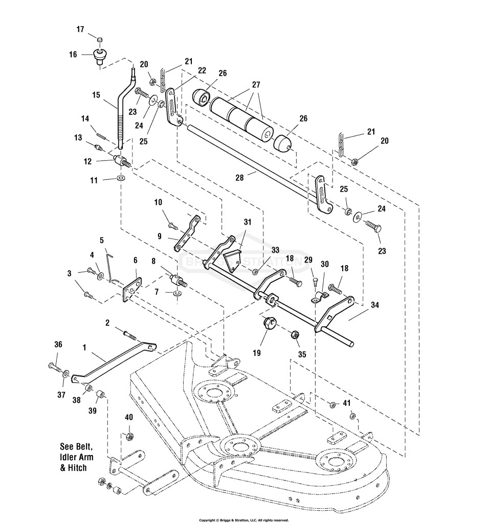 44 Mower Deck - Height Adjustment & Roller Bar