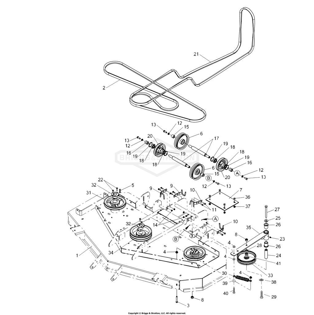 61 & 72 Mower Deck - Pulleys, Belts & Idler Arm