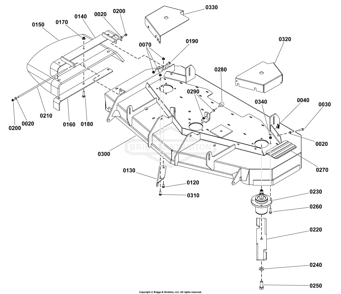 52 Mower Deck Group - Housing, Covers, Spindles & Blades