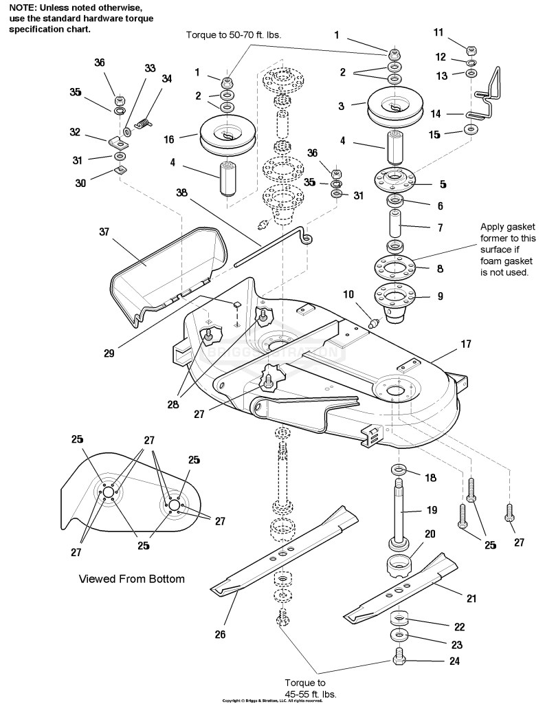 38 Mower Deck - Housing, Arbors & Blades Group