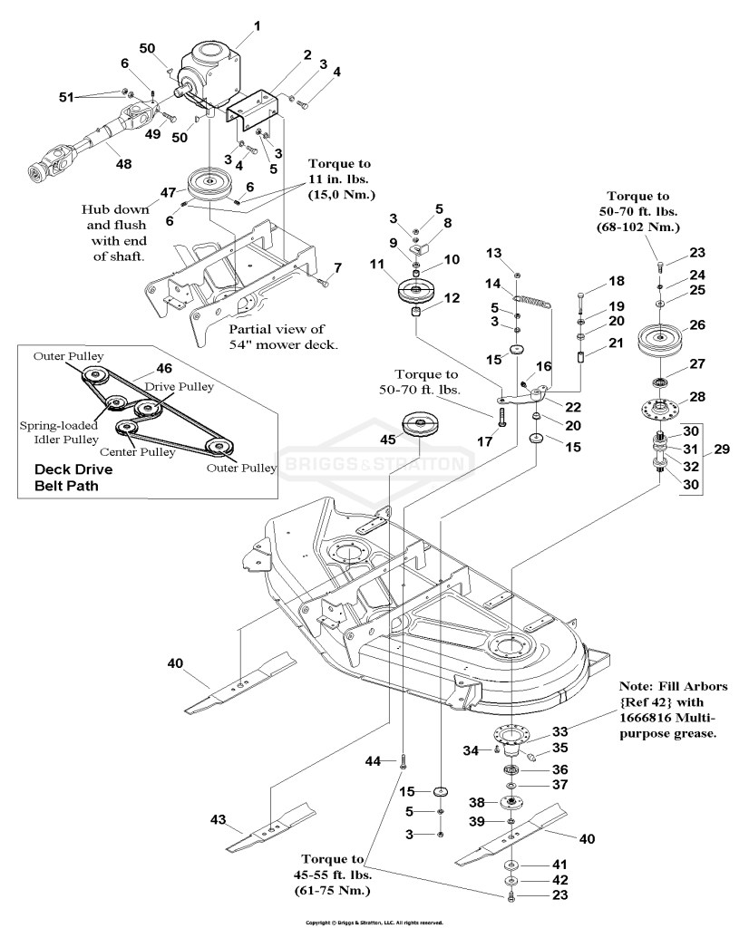 54 Mower Deck - Drive, Belt, Arbor & Blade Group