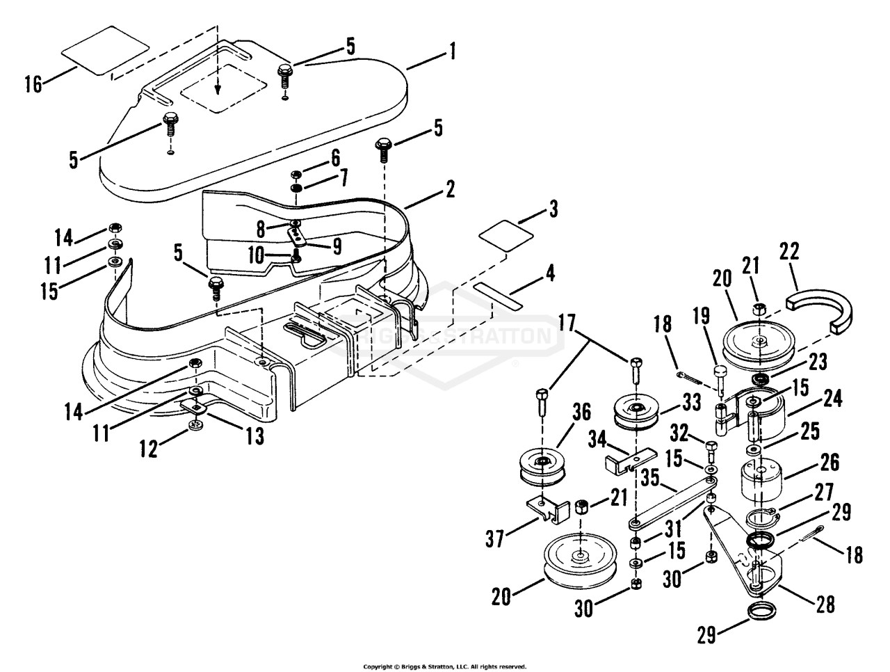 42 Deck Cover, Blade Brake
