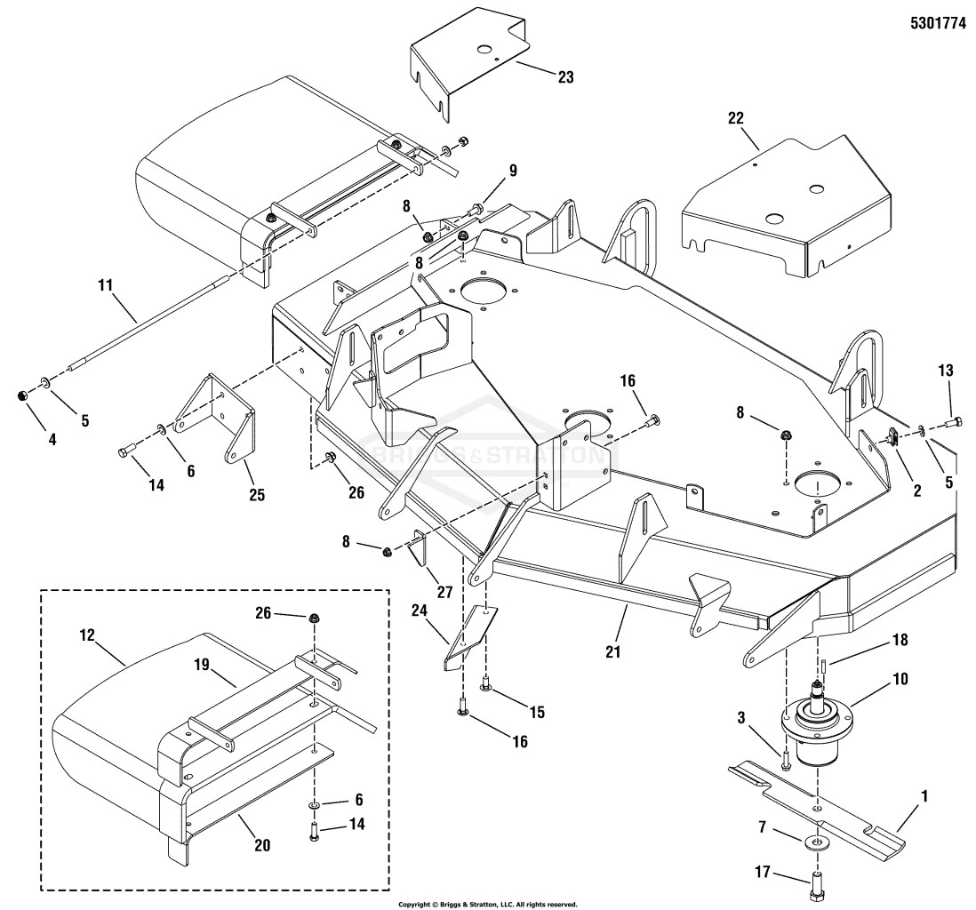 52 Mower Deck - Housing, Covers, Spindles & Blades