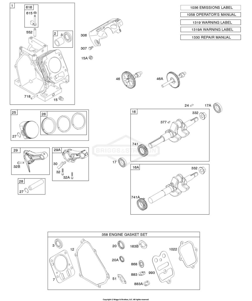 Camshaft, Crankshaft, Cylinder, Piston Group