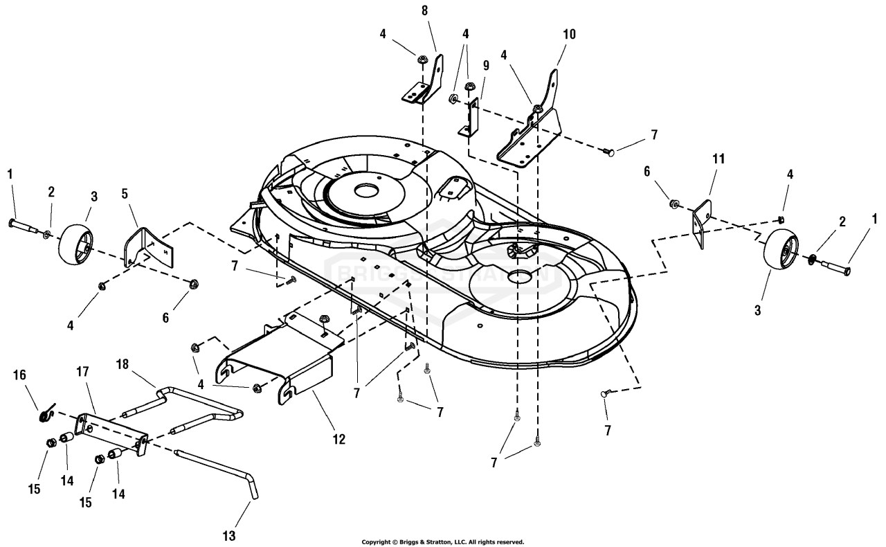 38 & 42 Mower Deck - Height Adjustment & Roller Bar Group