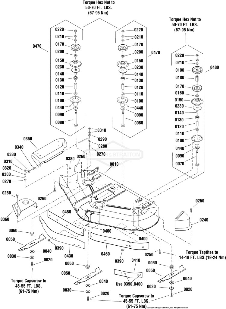 44 Mower Deck - Housing, Arbors & Blades Group