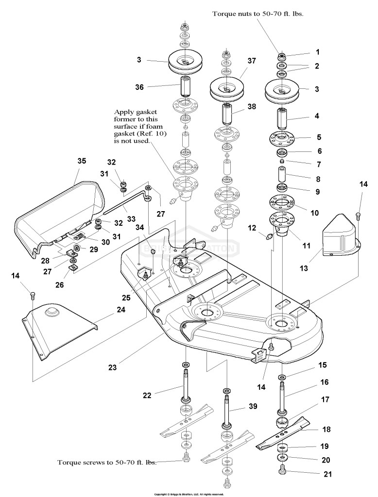 44 Mower Deck - Housing, Arbors & Blades Group