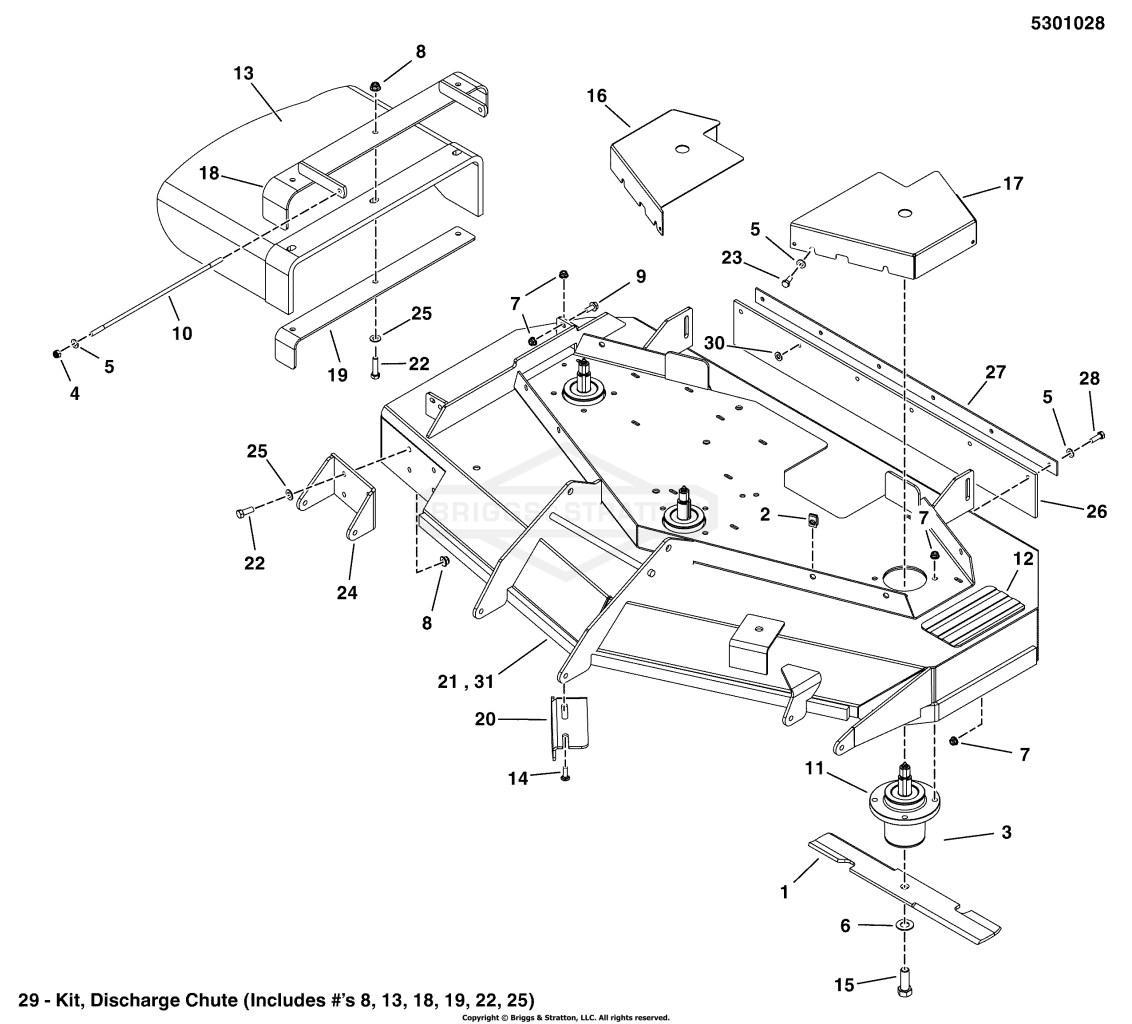 48 Mower Deck - Housing, Covers, Spindles & Blades