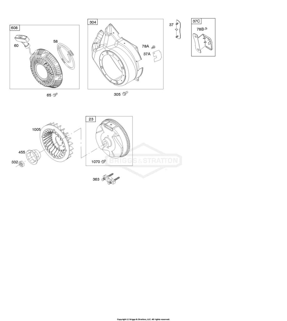 Blower Housing/Shrouds, Flywheel, Rewind Starter