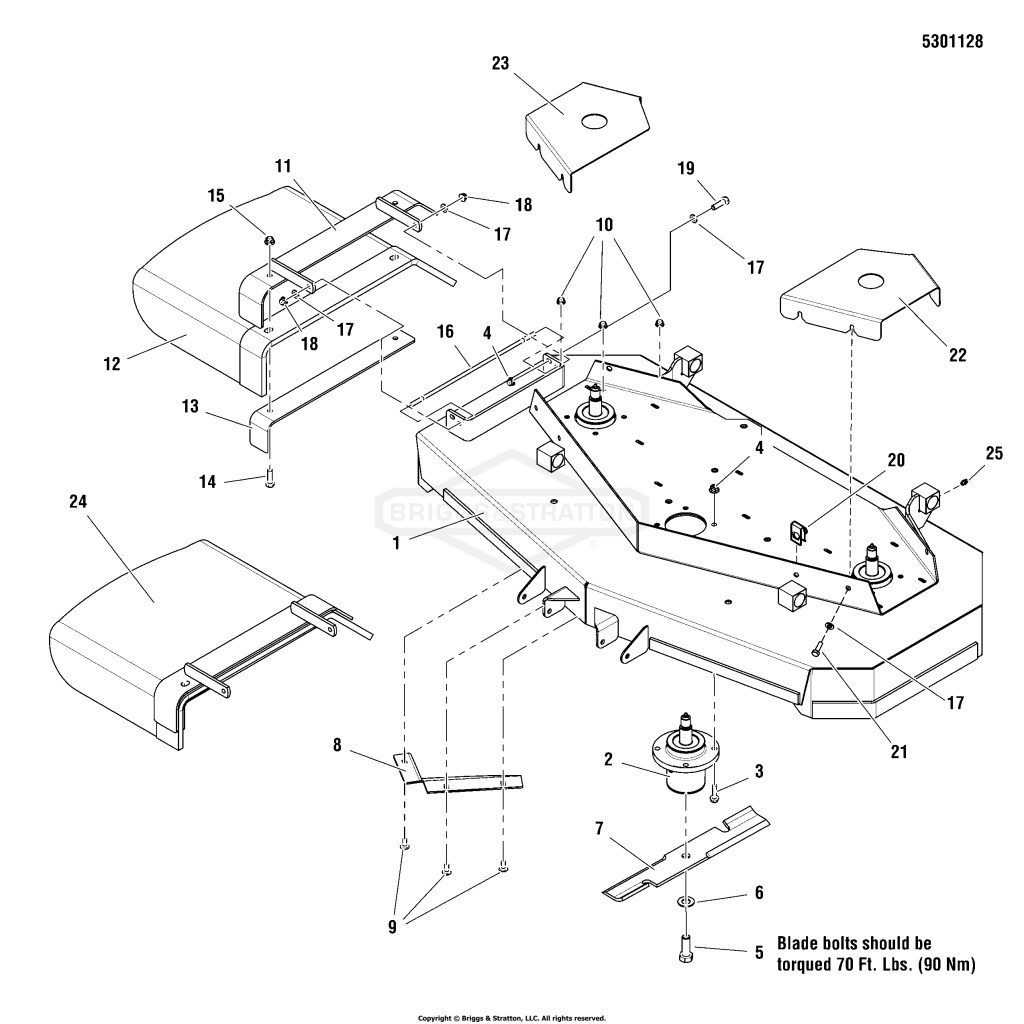 48 Mower Deck - Housing, Covers, Spindles & Blades