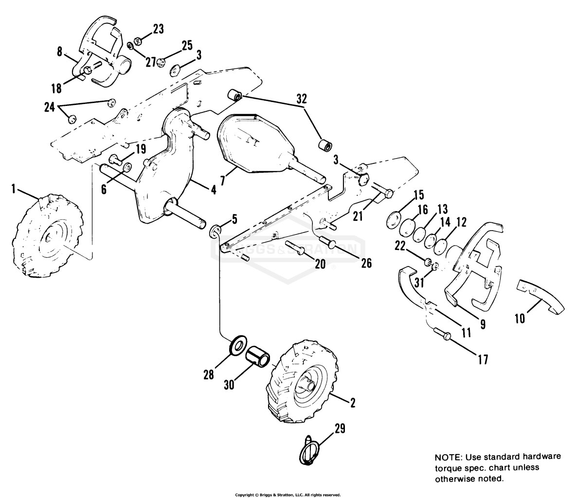 Chain Case, Wheel and Tine