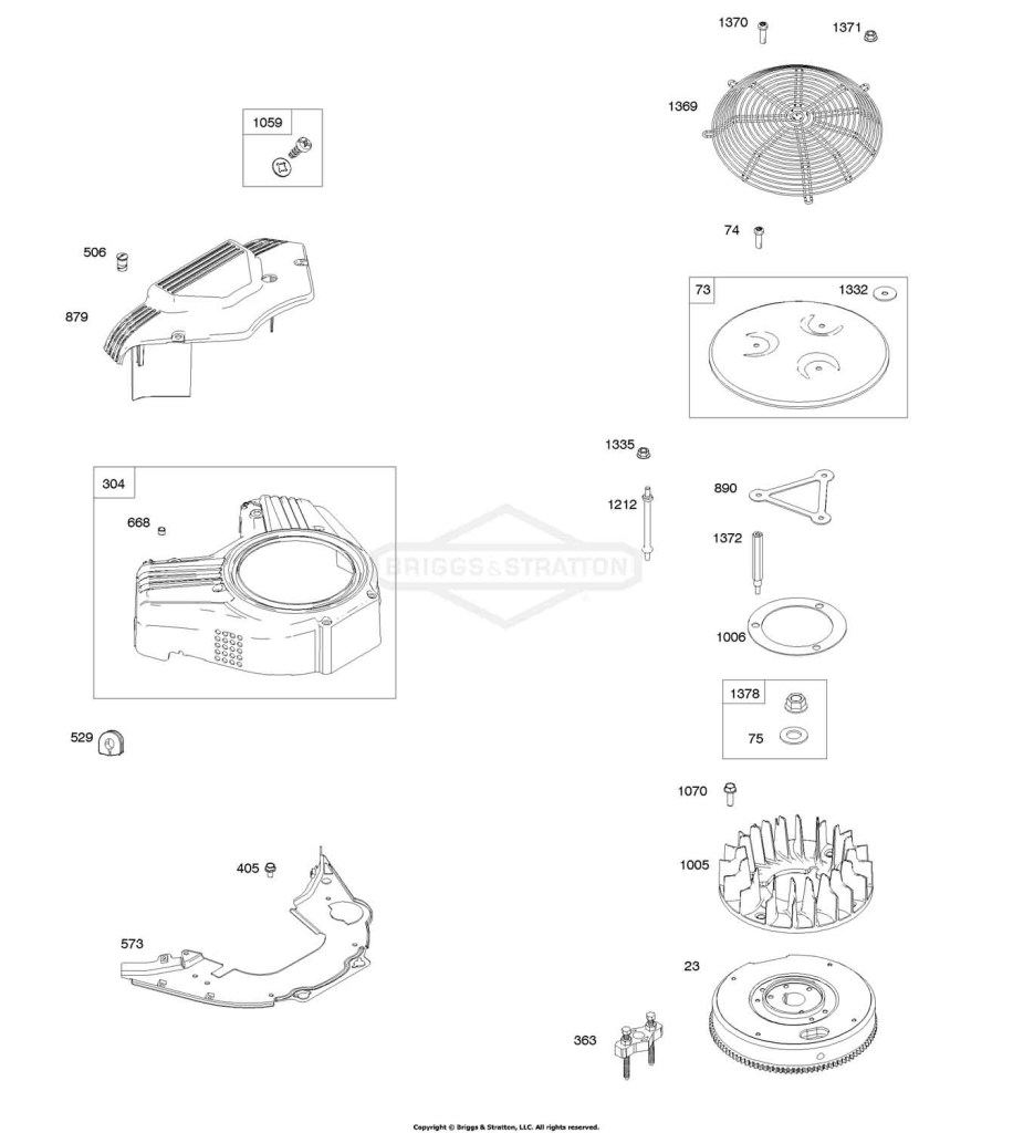 Blower Housing, Flywheel, Rotating Screen