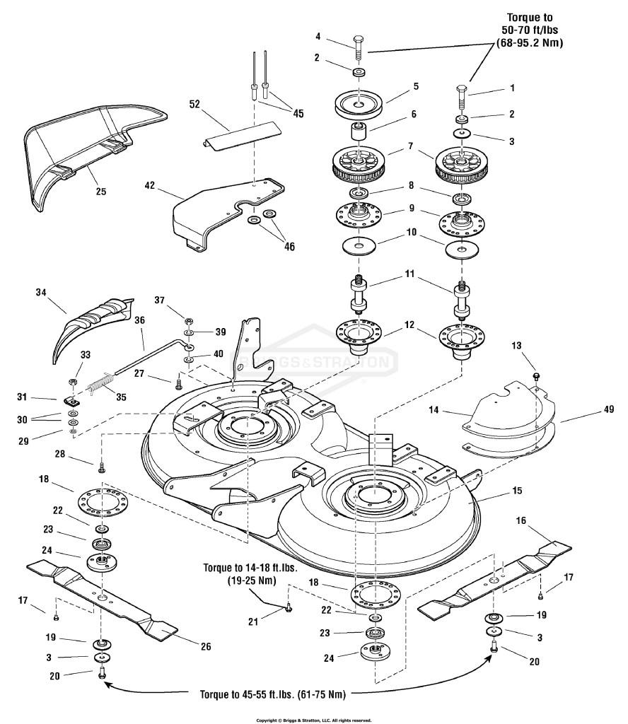40 Mower Deck - Housing, Arbors & Blades