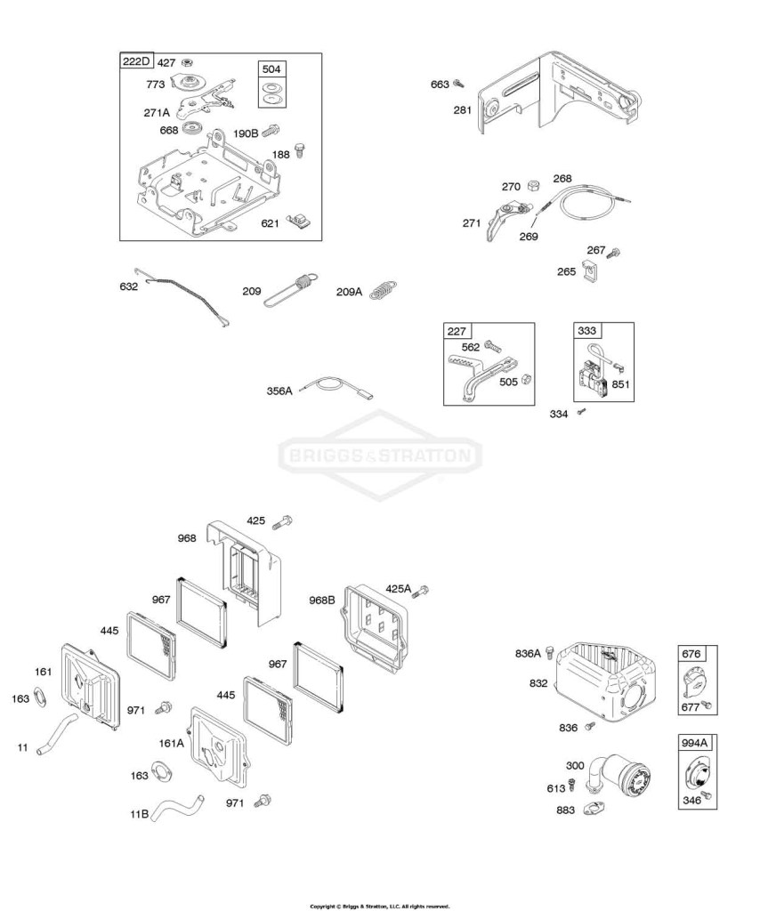 Air Cleaner, Controls, Exhaust System, Governor Spring, Ignition