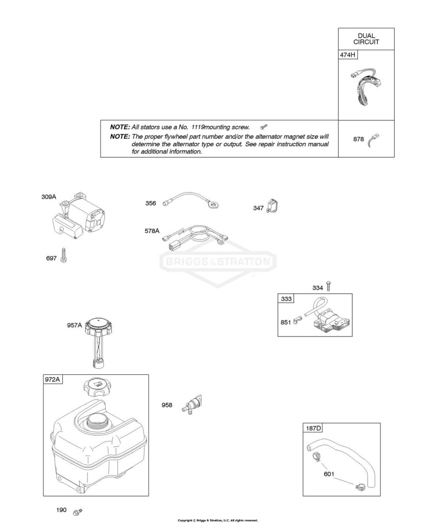 Alternator, Electric Starter, Fuel Supply, Ignition