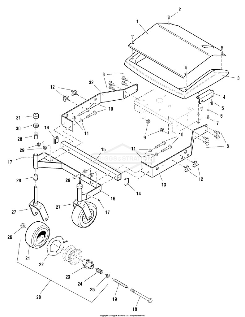 32 Mower Deck - Frame, Caster & Shield (FI0041)