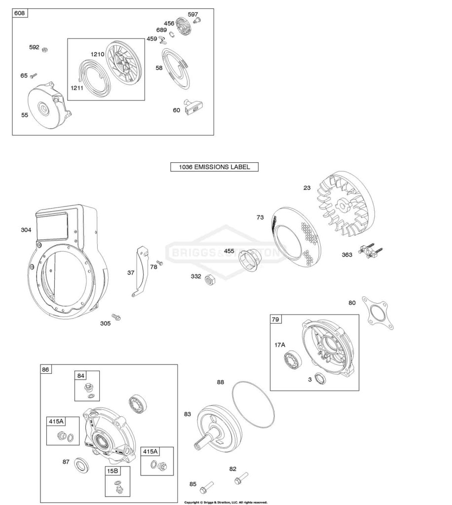Blower Housing/Shrouds, Flywheel, Gear Reduction, Rewind Starter