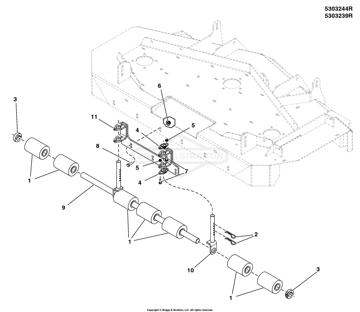 52 & 61 Mower Deck - Rear Roller Bar (5303244R)