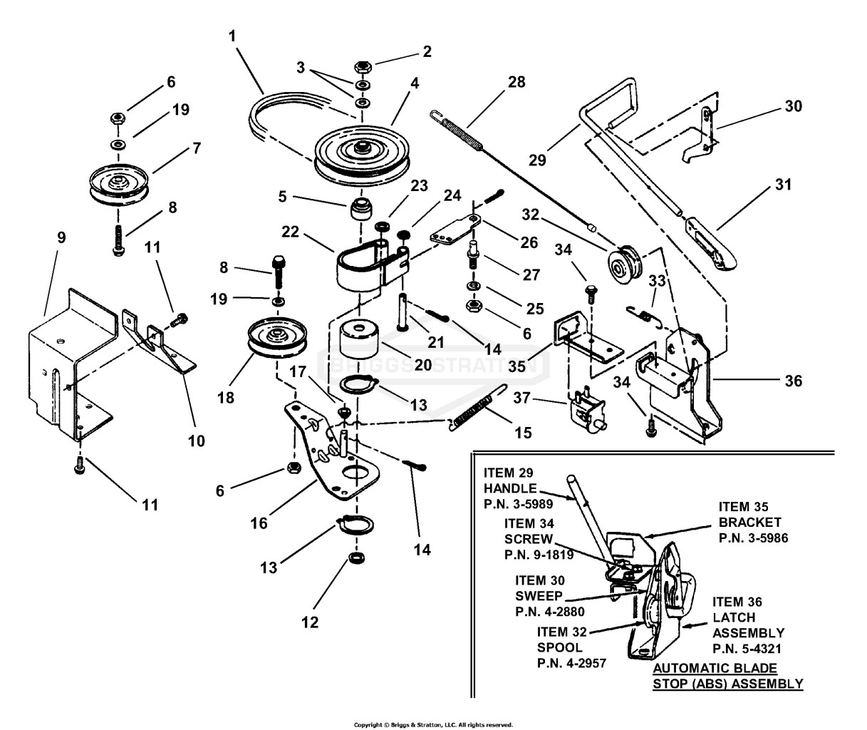 Belts, Brakes, Interlock (28 30 33 Models) (Series 16; Early Prod.)