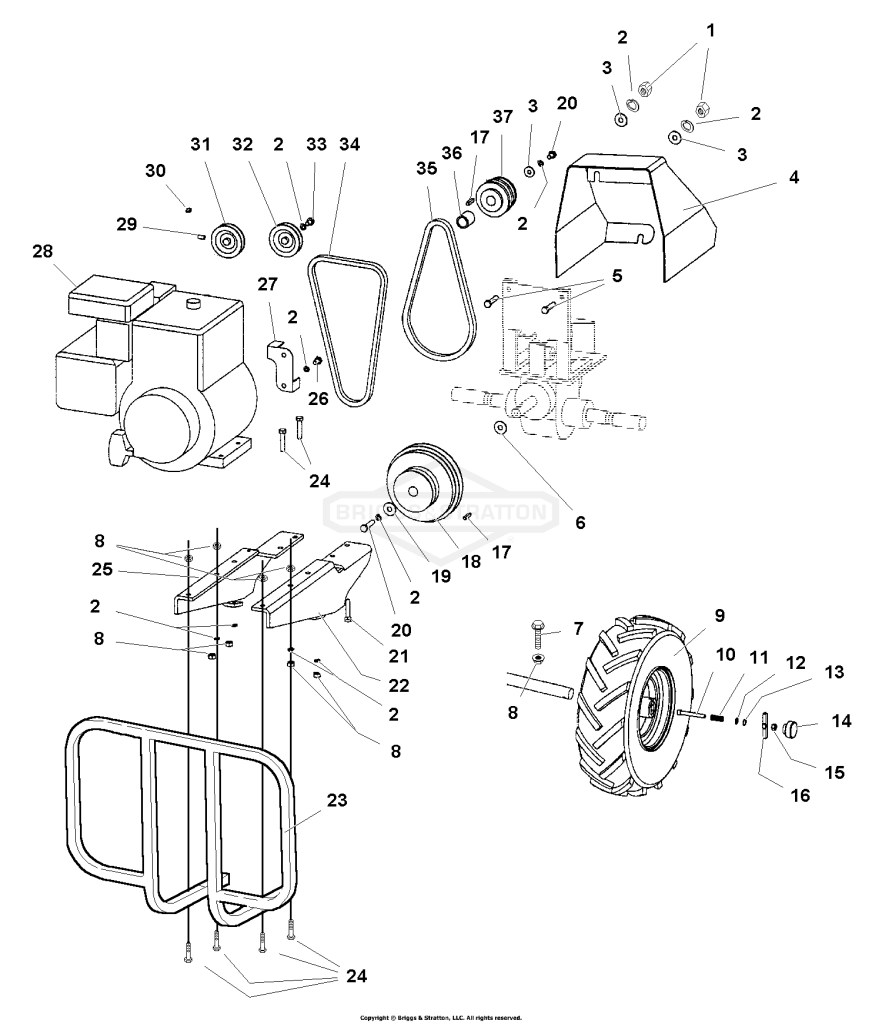 Engine Mount, Belts & Wheels Group