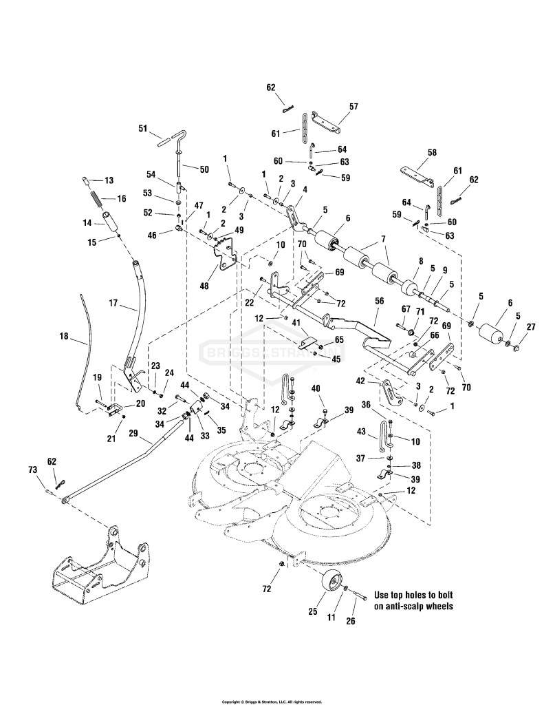 40 Mower Deck - Height Adjustment & Roller Bar