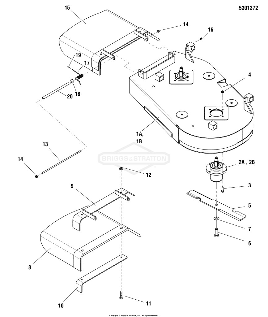 36 Mower Deck - Housing, Covers, Spindles & Blades - Side Discharge