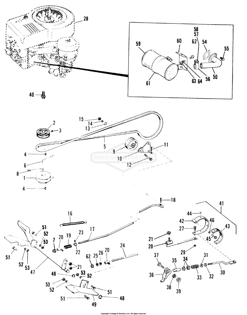 ENGINE, PULLEY, BRAKE AND CLUTCH